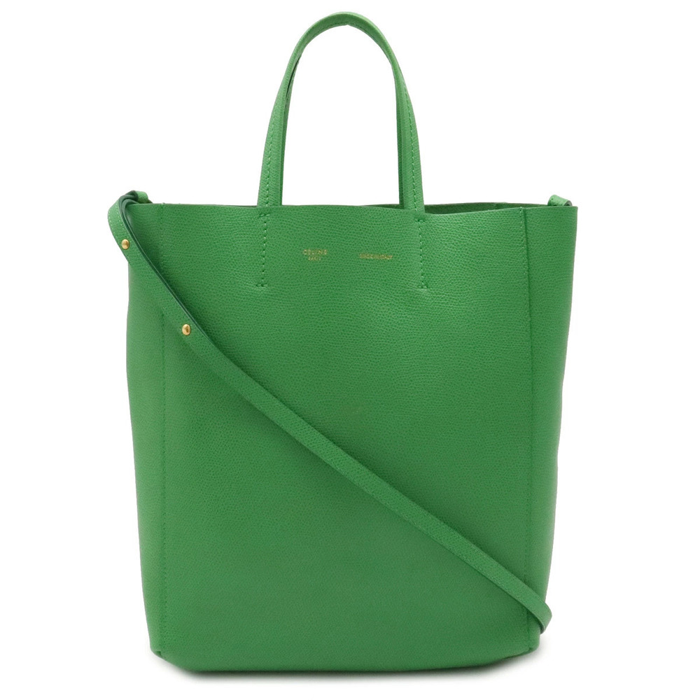 Celine Cabas Handbag Tote Bag Shoulder Leather Green